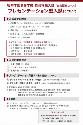智辯学園高等学校 自己推薦入試［未来探究コース］プレゼンテーション型入試について